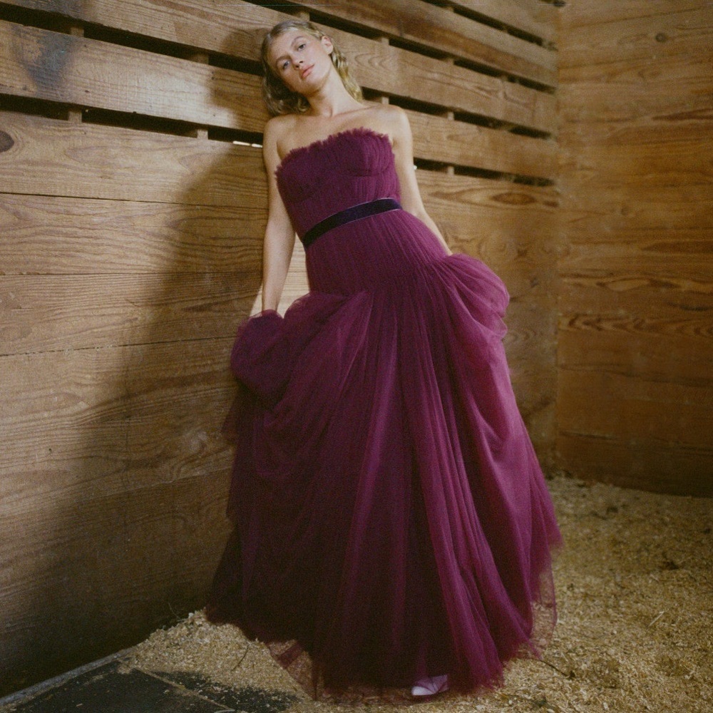 Zac Posen Pleated Tulle Couture Gown